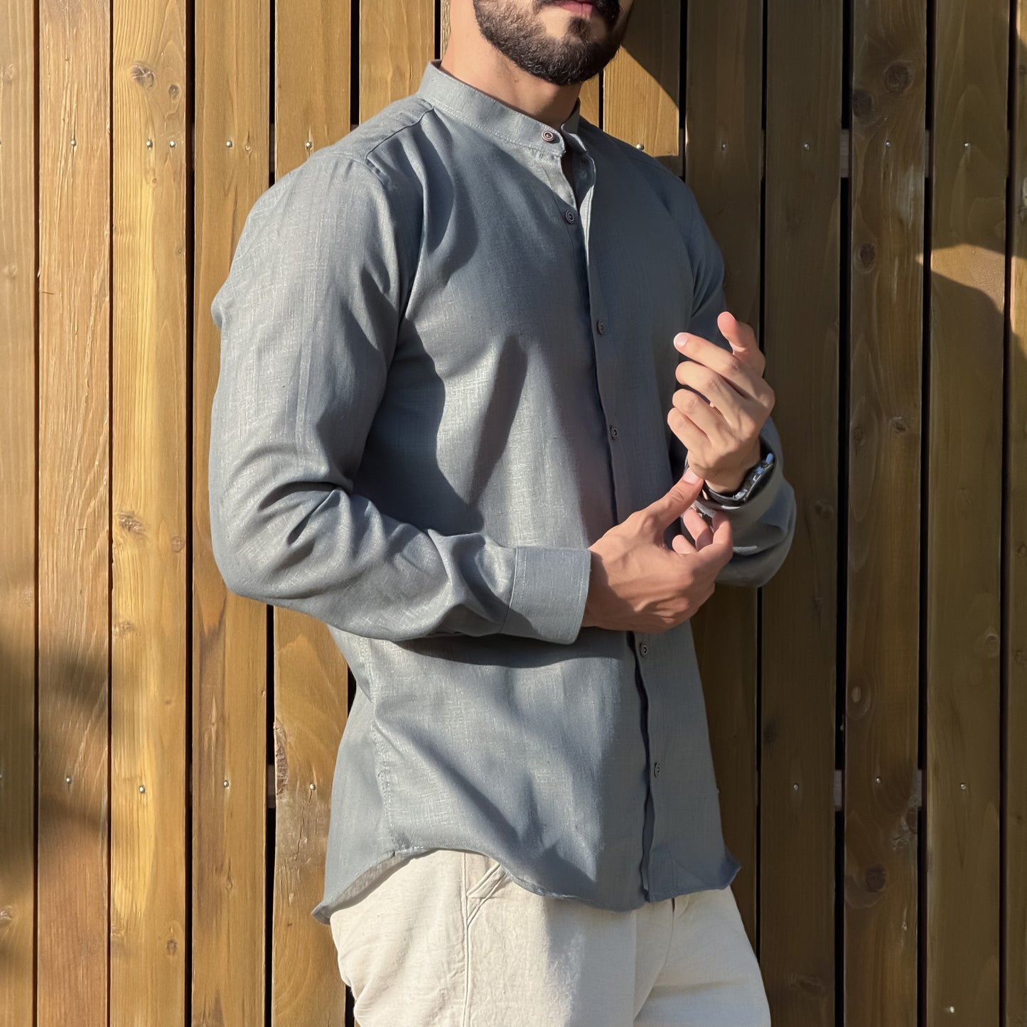 Chemise Homme Col Mao Élégante - ستايل مودرن آند كونفورت