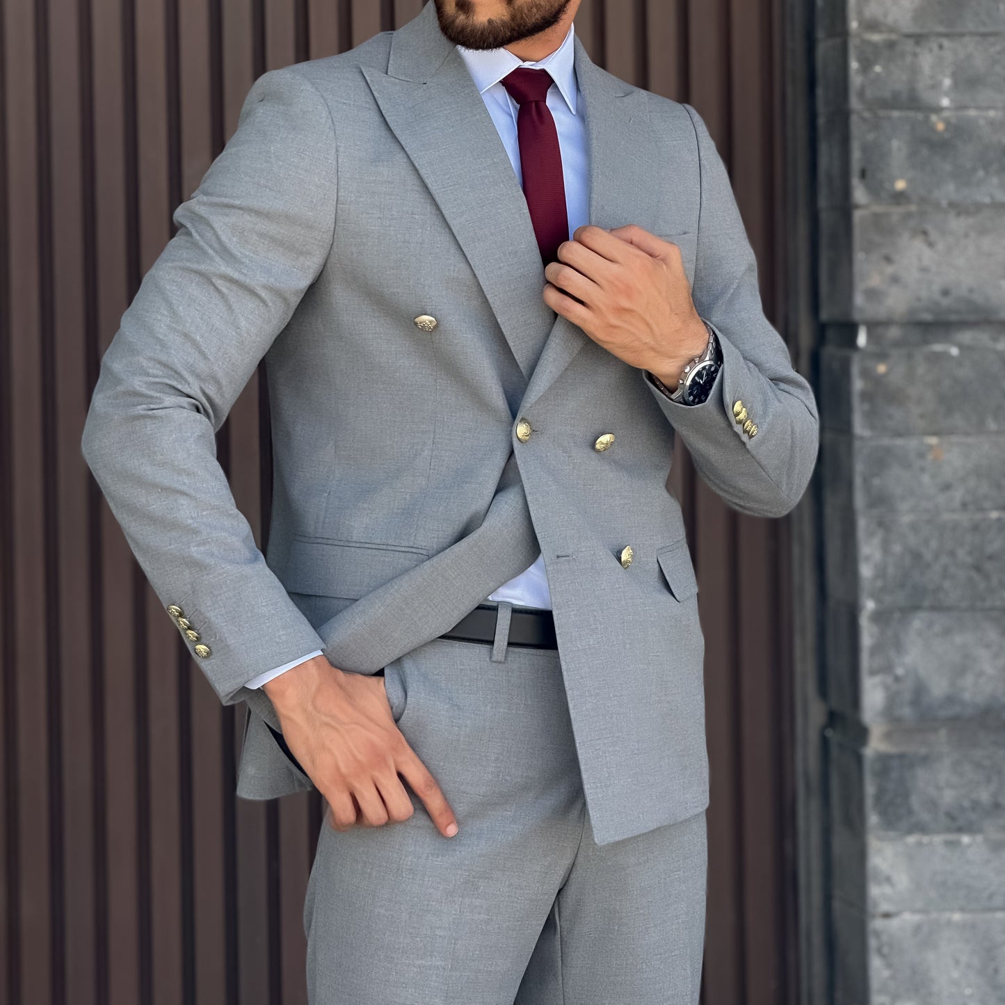 Costume Homme Élégant 2 Pièces – Veste & Pantalon – Coupe Slim pour Mariage, Bureau ou Cérémonie