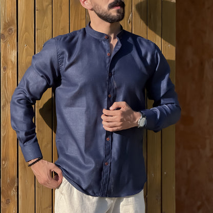 Chemise Homme Col Mao Élégante – Style Moderne & Confort