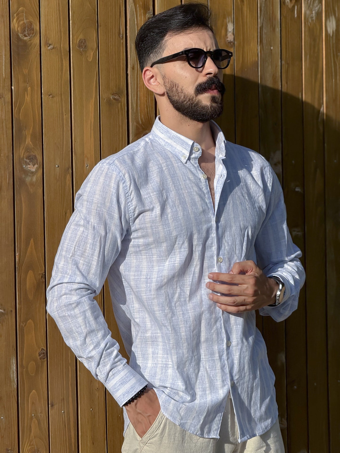 CHEMISE LE LIN RAYEE HOMME