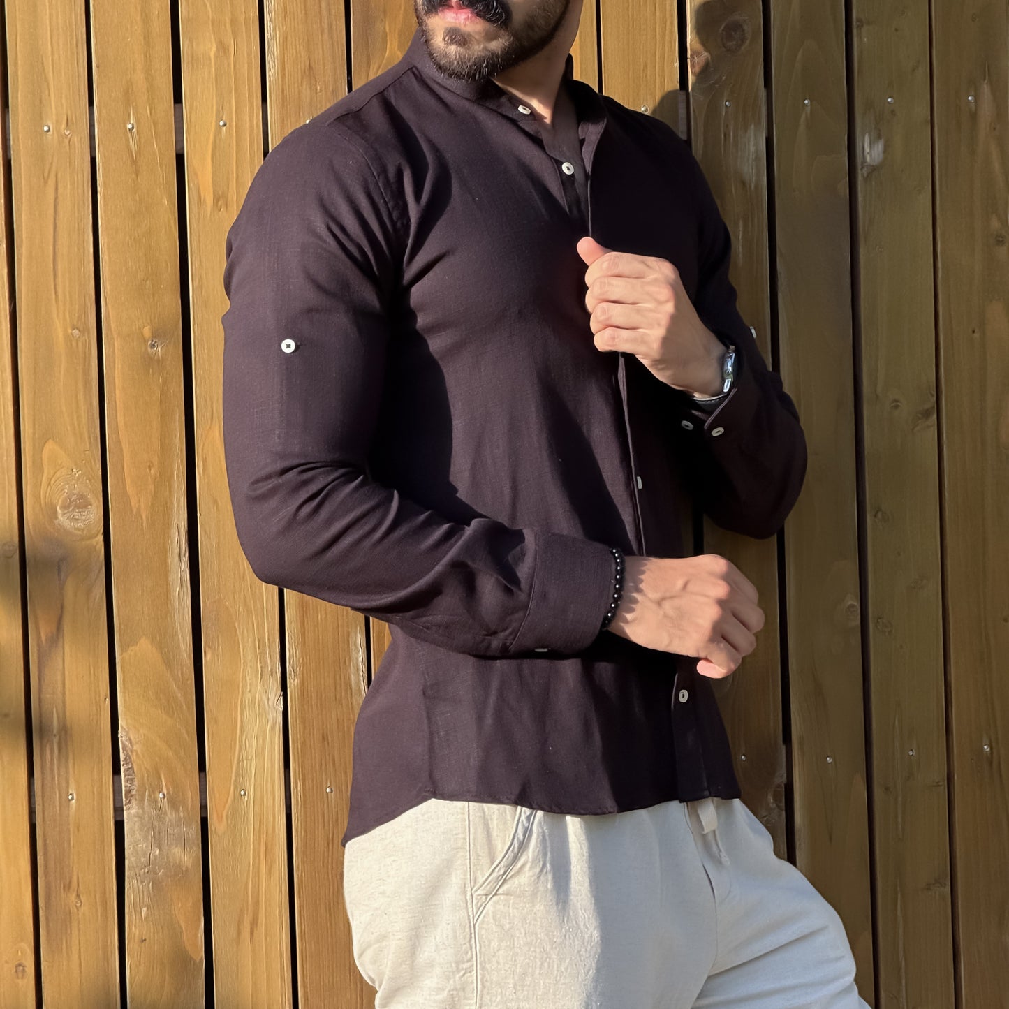 Chemise Homme Col Mao Élégante – Style Moderne & Confort